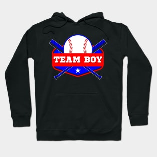 Baby Gender Reveal Party Baseball Team Boy  Team Blue Hoodie